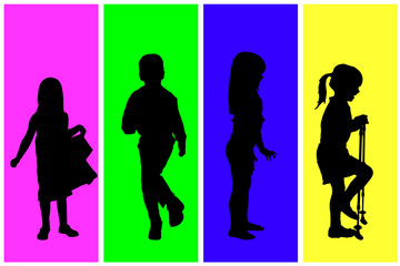 Vector silhouette of children.