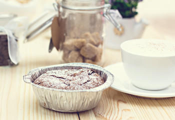 Warm dessert chocolate cake