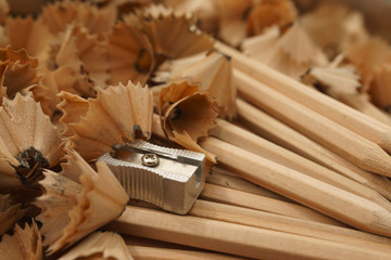 Pencils and pencil shavings
