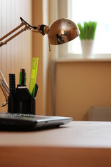 office desk with stationery set