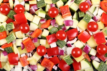 Diced vegetables.