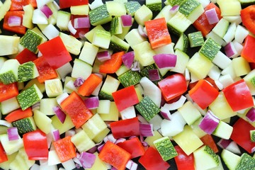 Diced vegetables.