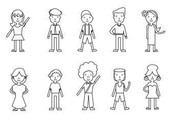 set of illustrations of people - men, women and teens.