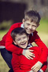 Portrait of a boy on a walk in the park