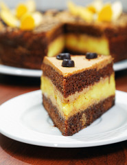 close-up piece of cake on the table