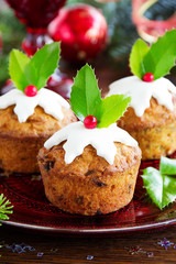 Pumpkin and carrot muffins on New Year's table.