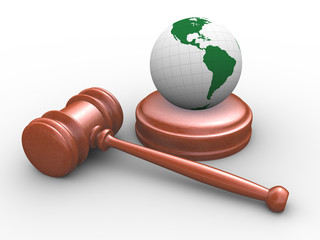 3d Judicial gavel and globe