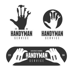 Handyman logos, emblems, badges in vintage style.