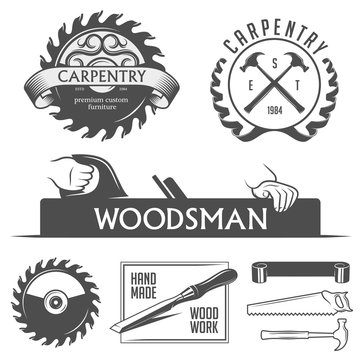 Carpentry and woodwork design elements in vintage style.