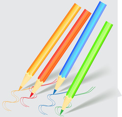 Colored pencils on grey background for web design, business , study and Hobbies