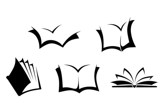 Black silhouettes of books. Vector illustration. 