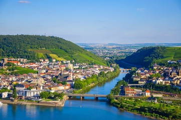 Fototapeta na wymiar Bridge across Rhine river near Bingen am Rhein, Rheinland-Pfalz,