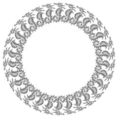 Round frame with outline seahorses