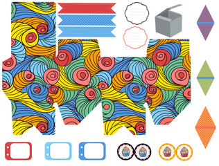 Fototapeta premium Gift box template party set