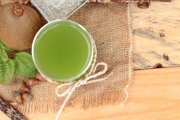 Kiwi fruit juicy green and kiwi juice delicious.