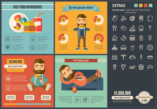 Fast food flat design Infographic Template