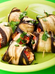 Eggplant rolls filled with cheese