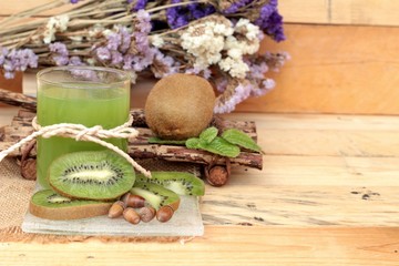 Kiwi fruit juicy green and kiwi juice delicious.