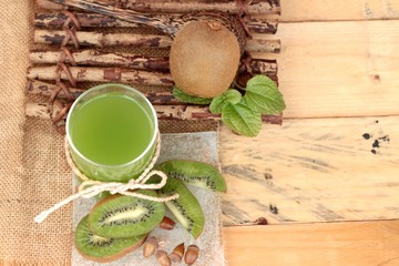 Kiwi fruit juicy green and kiwi juice delicious.