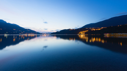 Scenic Alpine Lake by Sunset