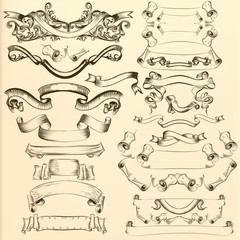 Vector hand drawn ribbons for design