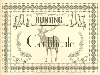 certificate design in vintage style with deer