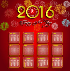 Calendar 2016 happy new year vector illustration