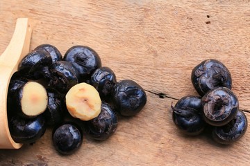 Chinese water chestnut on wood vintage