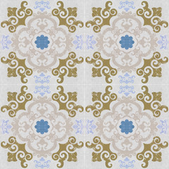 Old ceramic tiles patterns background in the park public