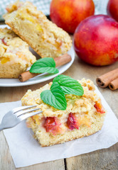 Homemade plum crumble pie