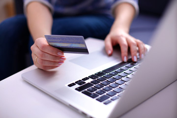 businessman working at a computer hands closeup