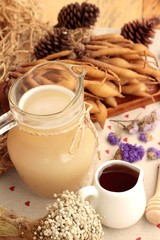 Galingale water and fresh galingale with honey.