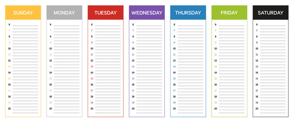 Week planning calendar in colors of the day - 89144617