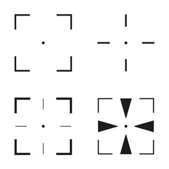 Collection of 4 isolated square crosshairs - obrazy, fototapety, plakaty