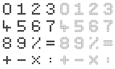 Collection 2 isolated pixel numbers and mathematical signs - 89144687