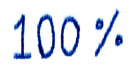 One hundred percent of the blue flame isolated on white backgrou