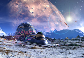 Alien Planet - 3D Rendered Landscape © diversepixel