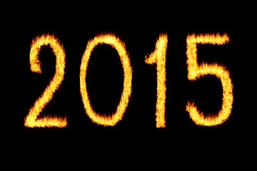 naw 2015 year text made of flames