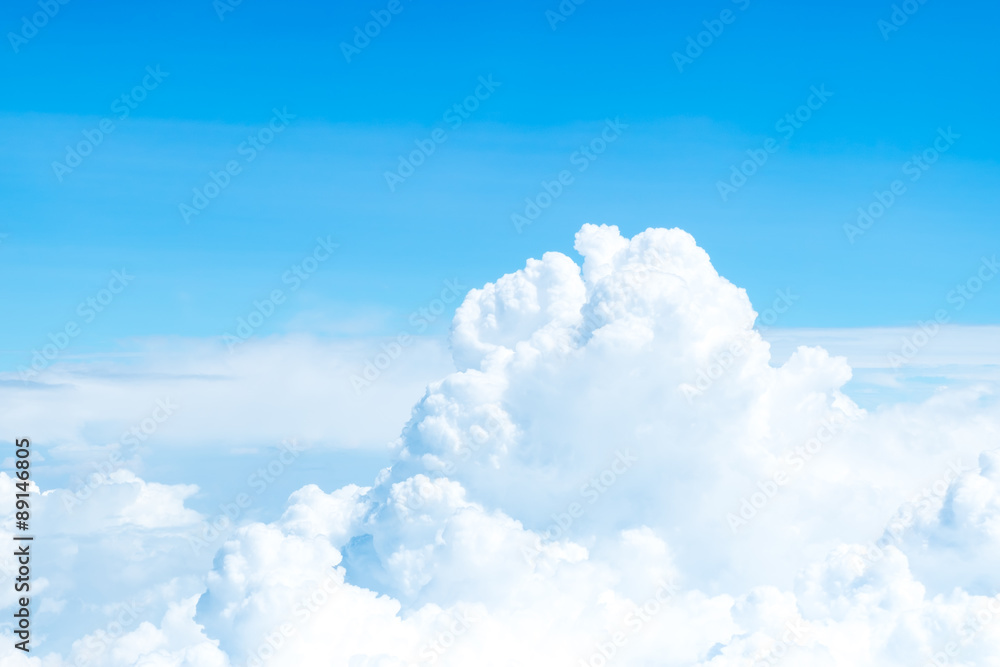 Canvas Prints aerial view of blue sky and cloud top view from airplane window,
