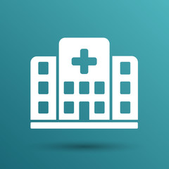 Fototapeta premium Hospital icon cross building isolated human medical view
