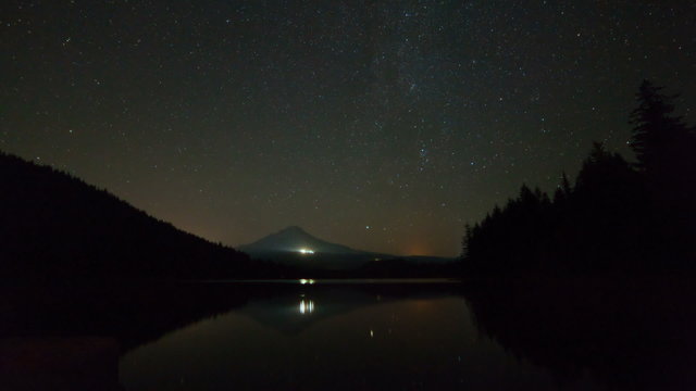 Time Lapse Movie of Perseid Meteor Shower Over Mount Hood Trillium Lake with Water Reflection in Government Camp Oregon 1920x1080