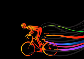Obraz premium Professional cyclist involved in a bike race. Vector artwork in the style of paint strokes.