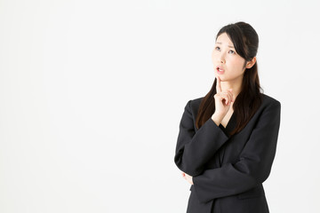 asian businesswoman on white background