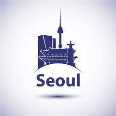South Korea Seoul city skyline silhouette.