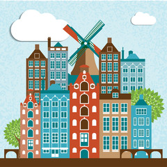 Modern Amsterdam city Skyline Design.