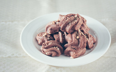 cocoa meringue cookie with peanut