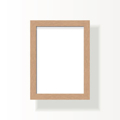 Empty wooden frame for A4 image, photo or text.