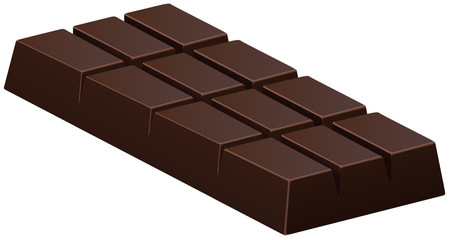 Dark chocolate bar on white