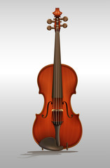 Fototapeta na wymiar Wooden violin on gray