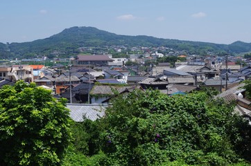 Obraz premium 山に囲まれた住宅地